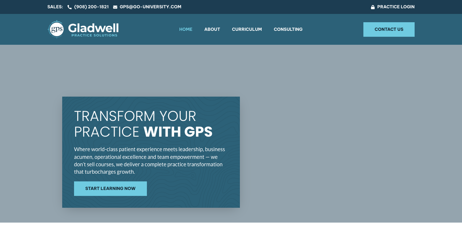 Gladwell Practice Solutions website homepage