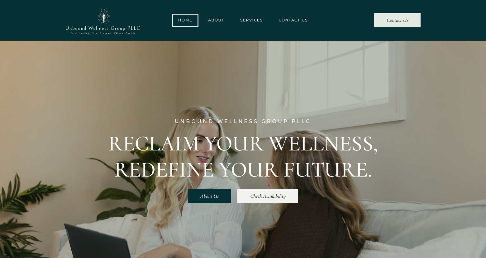 Unbound Wellness Group website homepage