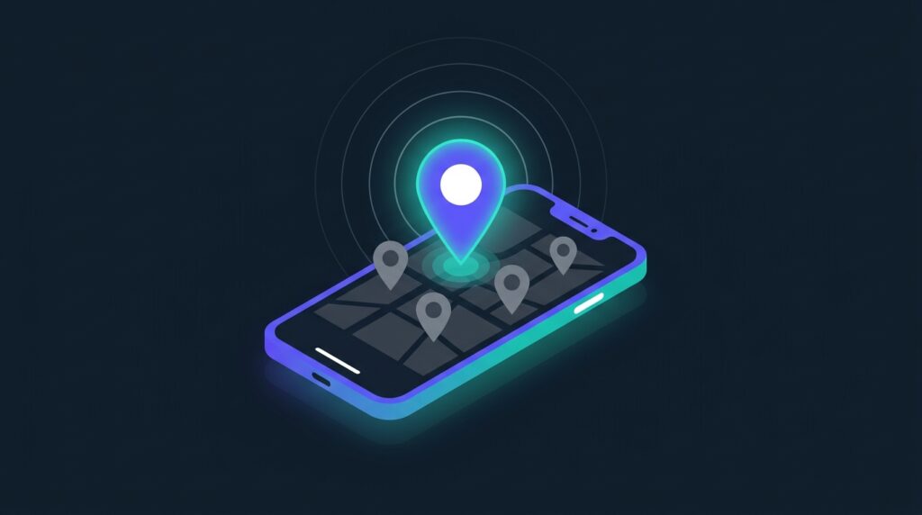 Local business standing out on a Google Maps-style map with a glowing location pin in Raleigh, NC